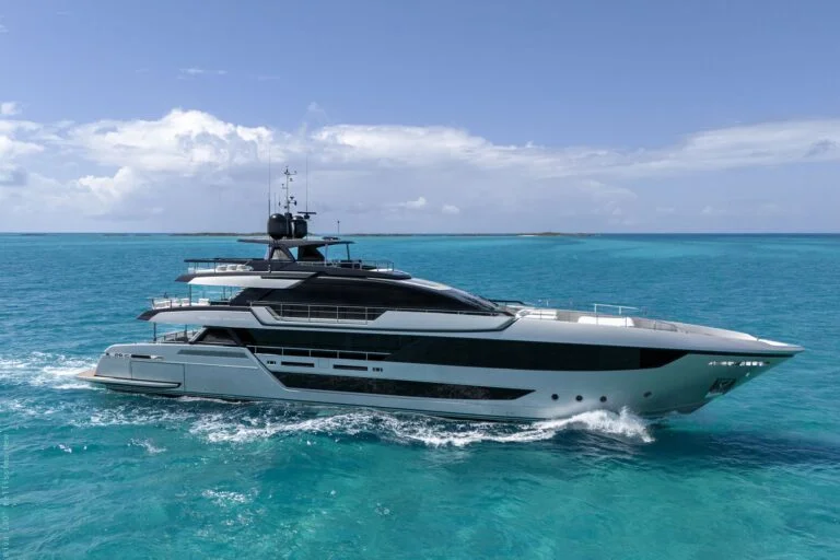 Luxury mega yacht in turquoise waters